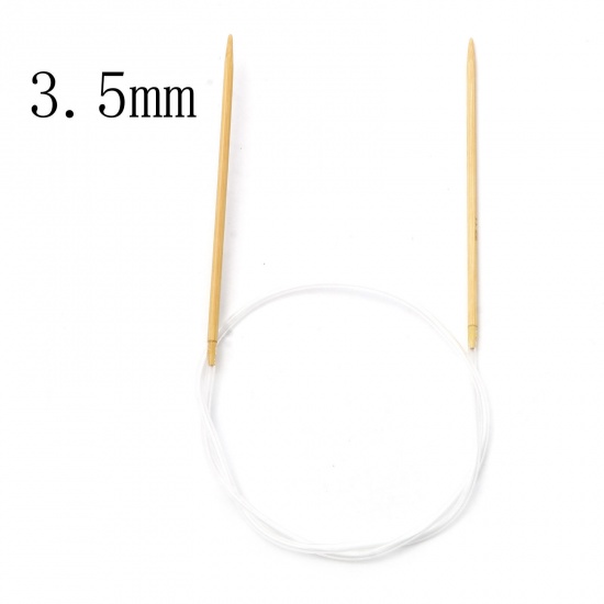 Image de (US4 3.5mm) Aiguilles Circulaire en Bambou & Plastique Beige 80cm long, 1 Pièce