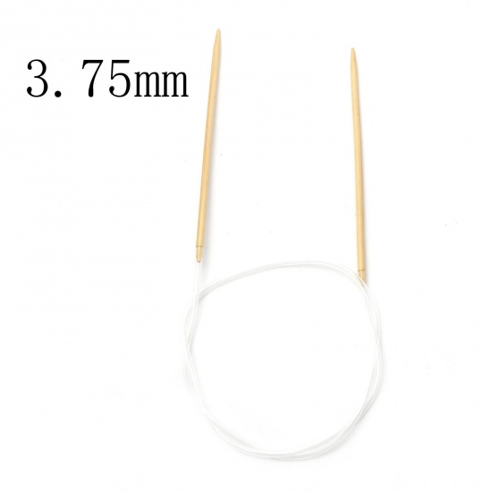 Image de (US5 3.75mm) Aiguilles Circulaire en Bambou & Plastique Beige 80cm long, 1 Pièce
