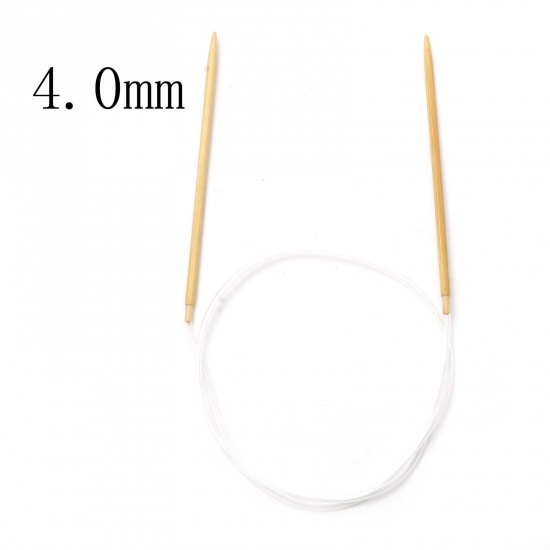 Image de (US6 4.0mm) Aiguilles Circulaire en Bambou & Plastique Beige 80cm long, 1 Pièce