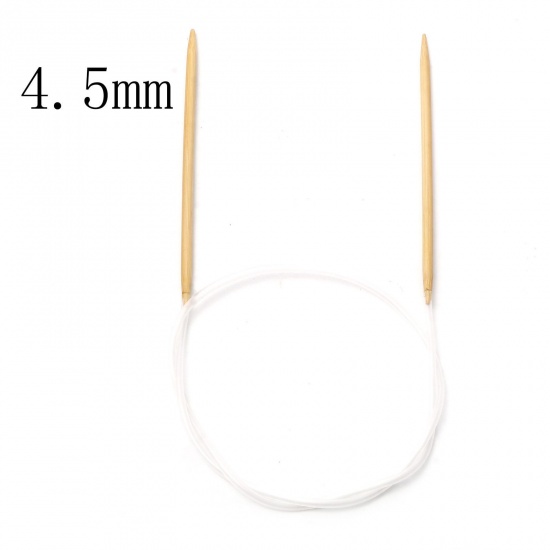 Image de (US7 4.5mm) Aiguilles Circulaire en Bambou & Plastique Beige 80cm long, 1 Pièce