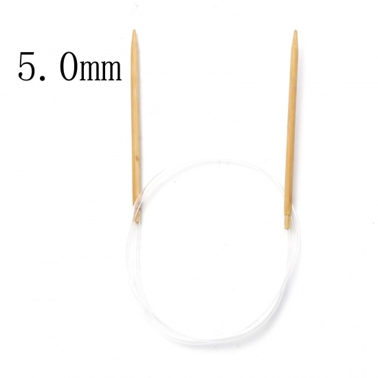 Изображение (US8 5.0мм) Бамбук + пластик Спицы & Крючки Кругвые Бежевый 80см длина, 1 ШТ