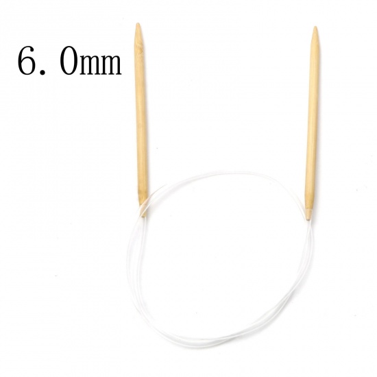 Image de (US10 6.0mm) Aiguilles Circulaire en Bambou & Plastique Beige 80cm long, 1 Pièce