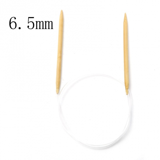 Image de (US10.5 6.5mm) Aiguilles Circulaire en Bambou & Plastique Beige 80cm long, 1 Pièce