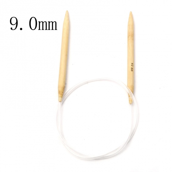 Image de (US13 9.0mm) Aiguilles Circulaire en Bambou & Plastique Beige 80cm long, 1 Pièce