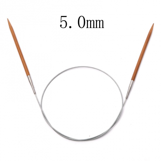 Picture of (US8 5.0mm) Bamboo & Stainless Steel Circular Knitting Needles Brown 80cm(31 4/8") long, 1 Piece