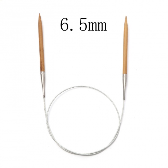 Picture of (US10.5 6.5mm) Bamboo & Stainless Steel Circular Knitting Needles Brown 80cm(31 4/8") long, 1 Piece