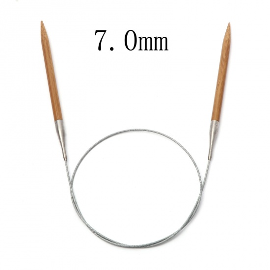 Picture of 7mm Bamboo & Stainless Steel Circular Knitting Needles Brown 80cm(31 4/8") long, 1 Piece