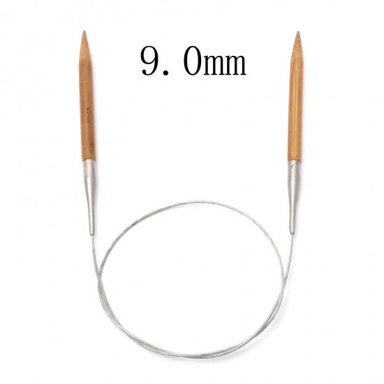 Picture of (US13 9.0mm) Bamboo & Stainless Steel Circular Knitting Needles Brown 80cm(31 4/8") long, 1 Piece