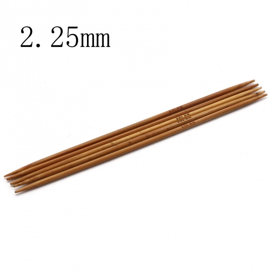 Bild von (US1 2.25mm) Bambus Stricknadel mit Doppelte Öse Braun 13cm lang, 5 Stücke