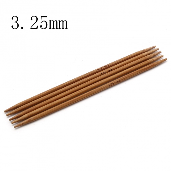 Bild von (US3 3.25mm) Bambus Stricknadel mit Doppelte Öse Braun 13cm lang, 5 Stücke