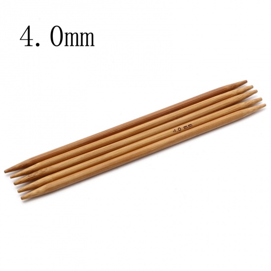 Bild von (US6 4.0mm) Bambus Stricknadel mit Doppelte Öse Braun 13cm lang, 5 Stücke