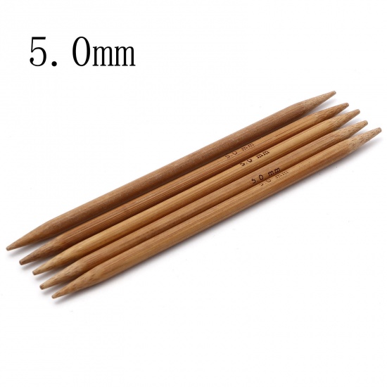 Immagine di (US8 5.0mm) Bambù DP Ferri da Maglia Marrone 13cm Lunghezza, 5 Pz