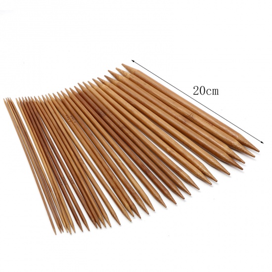 Picture of 2mm - 10mm Bamboo Double Pointed Knitting Needles Brown 20cm(7 7/8") long, 1 Set ( 75 PCs/Set)