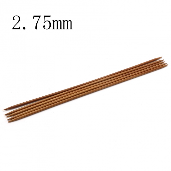 Picture of (US2 2.75mm) Bamboo Double Pointed Knitting Needles Brown 20cm(7 7/8") long, 5 PCs