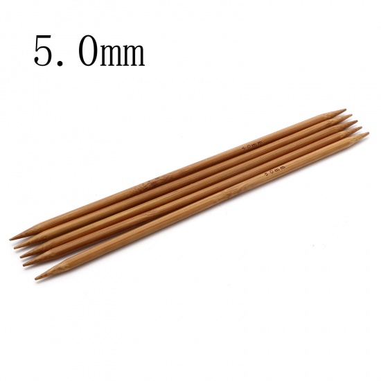 Picture of (US8 5.0mm) Bamboo Double Pointed Knitting Needles Brown 20cm(7 7/8") long, 5 PCs