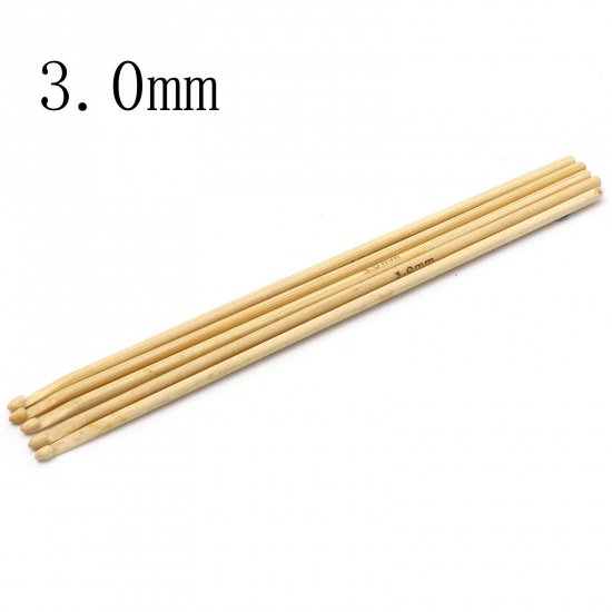 Picture of 3mm Bamboo Crochet Hooks Needles Beige 15cm(5 7/8") long, 5 PCs