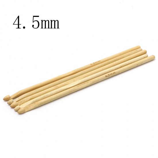 Picture of (US7 4.5mm) Bamboo Crochet Hooks Needles Beige 15cm(5 7/8") long, 5 PCs