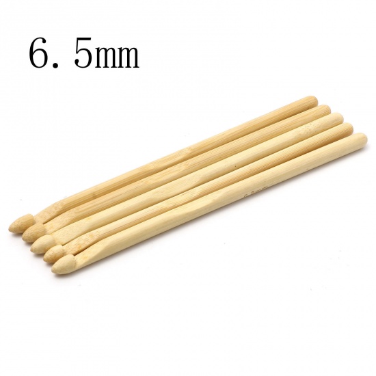 Picture of (US10.5 6.5mm) Bamboo Crochet Hooks Needles Beige 15cm(5 7/8") long, 5 PCs