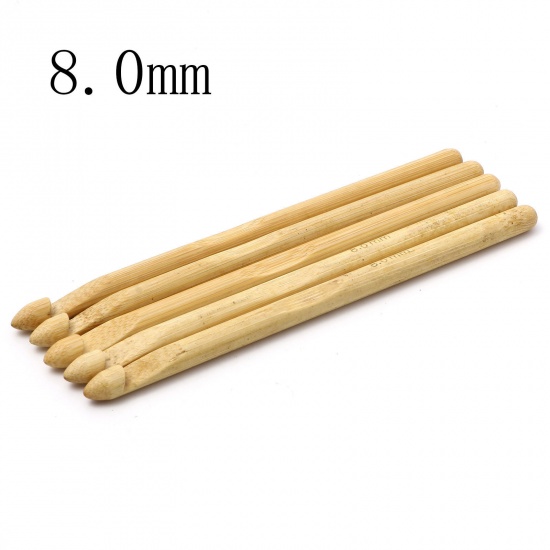Picture of (US11 8.0mm) Bamboo Crochet Hooks Needles Beige 15cm(5 7/8") long, 5 PCs