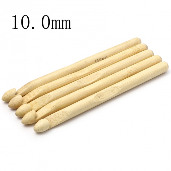 Picture of (US15 10.0mm) Bamboo Crochet Hooks Needles Beige 15cm(5 7/8") long, 5 PCs