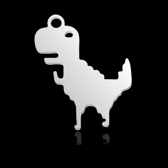 Picture of 304 Stainless Steel Charms Silver Tone Dinosaur Animal 19mm x 15.5mm, 2 PCs