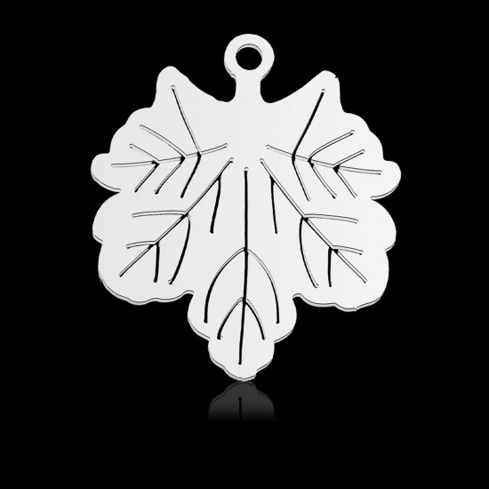 Picture of 304 Stainless Steel Charms Silver Tone Maple Leaf 21mm x 18mm, 2 PCs