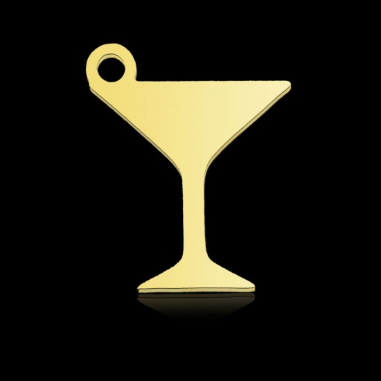 Imagen de 304 Acero Inoxidable Colgantes Charms Taza Chapado en Oro 14mm x 11.5mm, 2 Unidades