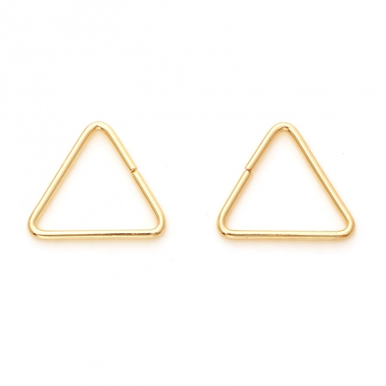 Immagine di 1mm Ottone Aperto Stile Anello di Salto Triangolo Vero Oro Placcato 15mm x 14mm, 10 Pz