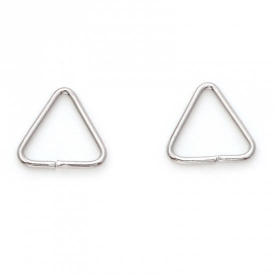 Immagine di 0.9mm Ottone Aperto Stile Anello di Salto Triangolo Vero Platino Placcato 10mm x 9mm, 10 Pz