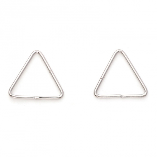 Immagine di 0.9mm Ottone Aperto Stile Anello di Salto Triangolo Vero Platino Placcato 13mm x 12mm, 10 Pz