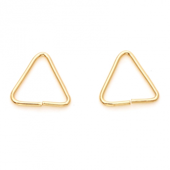 Immagine di 0.9mm Ottone Aperto Stile Anello di Salto Triangolo Vero Oro Placcato 11mm x 11mm, 10 Pz