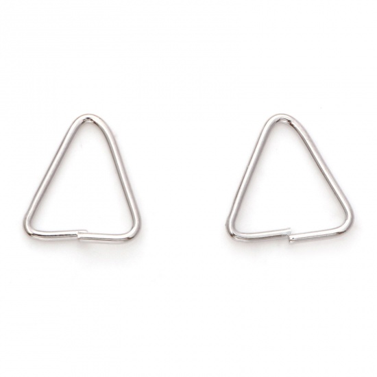 Immagine di 0.9mm Ottone Aperto Stile Anello di Salto Triangolo Vero Platino Placcato 11mm x 11mm, 10 Pz