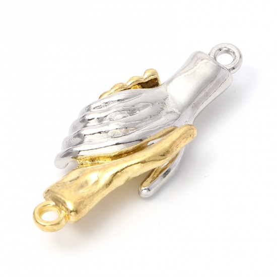 Picture of Zinc Based Alloy Magnetic Clasps Hand Gold Plated & Silver Tone 3.2cm x 1.3cm, 5 Sets