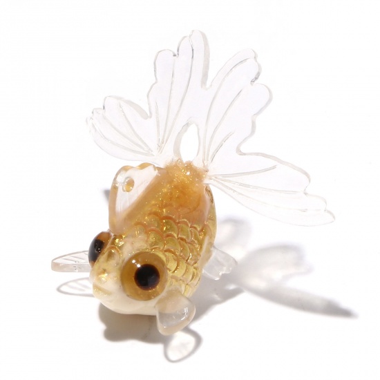 Picture of Resin 3D Charms Goldfish Golden 29mm x 26mm, 1 Piece