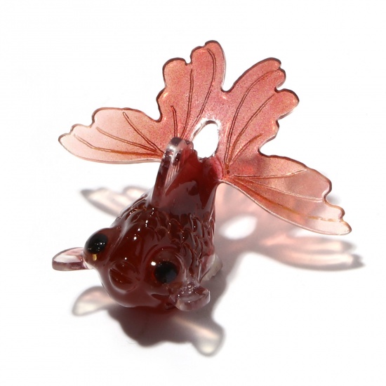 Picture of Resin 3D Charms Goldfish Wine Red 29mm x 26mm, 1 Piece