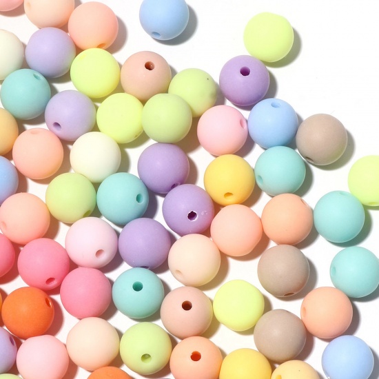 Picture of Acrylic Beads At Random Color Mixed Round About 10mm Dia., Hole: Approx 1.8mm, 200 PCs