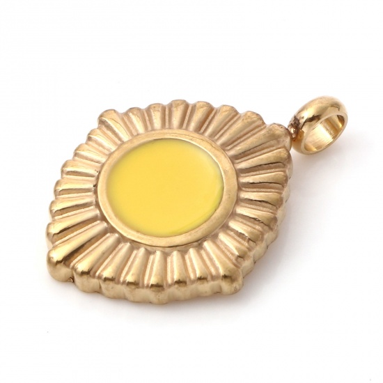Immagine di 1 Pz Placcatura Sottovuoto 304 Acciaio Inossidabile Ciondoli Olive Oro Placcato Smalto 20mm x 14mm
