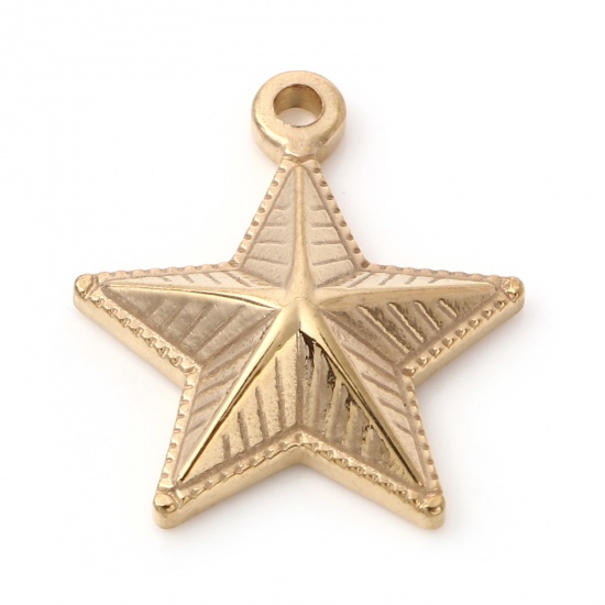 Imagen de 1 Unidad Enchapado al Vacío 304 Acero Inoxidable Galaxia Colgantes Chapado en Oro Estrellas de cinco puntos 22mm x 19mm