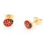 Immagine di 1 Paio Placcatura Sottovuoto 316 Acciaio inossidabile Elegante Orecchini a Perno Oro Placcato Multicolore Coccinella Smalto 7.3mm x 6mm, Posta / Filo Dimensione: (21 misura)