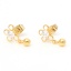 Picture of 1 Pair Vacuum Plating 316 Stainless Steel Stylish Ear Post Stud Earrings Gold Plated Flower Clear Rhinestone 8.5mm Dia., Post/ Wire Size: (21 gauge)