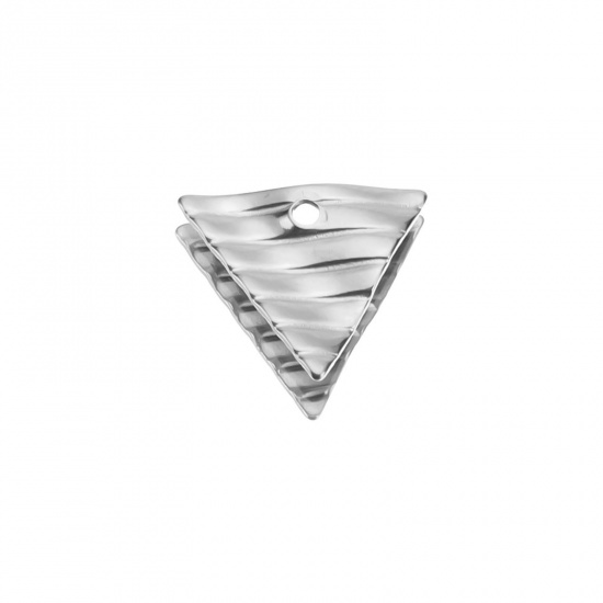 Immagine di 304 Acciaio Inossidabile Charms Triangolo Tono Argento Striscia Ritorto 14mm x 12mm, 10 Pz