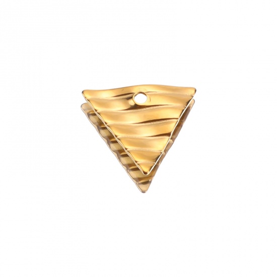 Immagine di 304 Acciaio Inossidabile Charms Triangolo Oro Placcato Striscia Ritorto 12mm x 12mm, 5 Pz