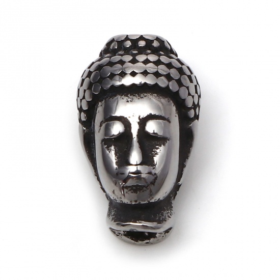 Immagine di 304 Acciaio Inossidabile Religione Perline Budda Argento Antico 13mm x 8mm, 1 Pz