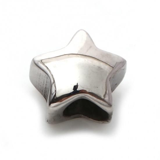 Immagine di 304 Acciaio Inossidabile Perline Stella a Cinque Punte Argento Antico 11mm x 11mm, 1 Pz