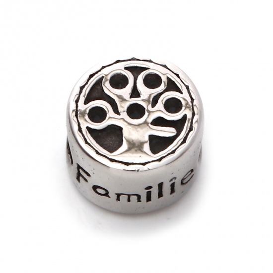 Immagine di 304 Acciaio Inossidabile Perline Tondo Argento Antico Albero 12mm Dia., 1 Pz