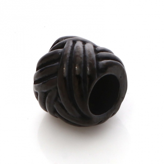 Bild von 304 Edelstahl Perlen Trommel Schwarz Streifen 9mm x 8mm, 1 Stück