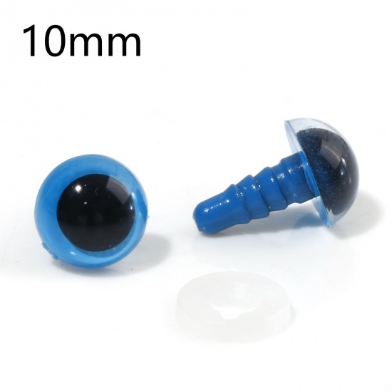 Immagine di Plastica Accessori per materiali artigianali fatti a mano fai-da-te Blu Bambola Occhi 10mm Dia., 20 Seri