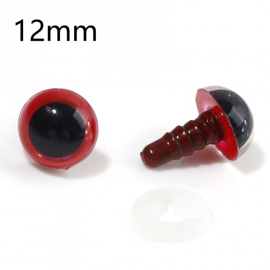 Immagine di Plastica Accessori per materiali artigianali fatti a mano fai-da-te Rosso Bambola Occhi 12mm Dia., 20 Seri