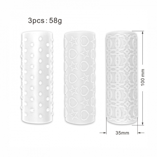 ABS 食品等級 シュガークラフト シリコンモールド フォンダン金型 白 円筒形 12cmx 11.5cm、 1 セット （ 3セット） の画像