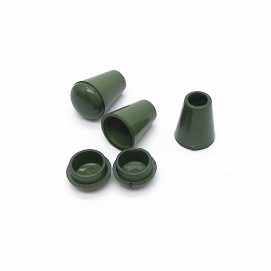 Picture of Plastic Cord Lock Stopper Sweater Shoelace Rope Buckle Pendant Clothing Accessories Army Green 14mm x 9mm, 20 Sets